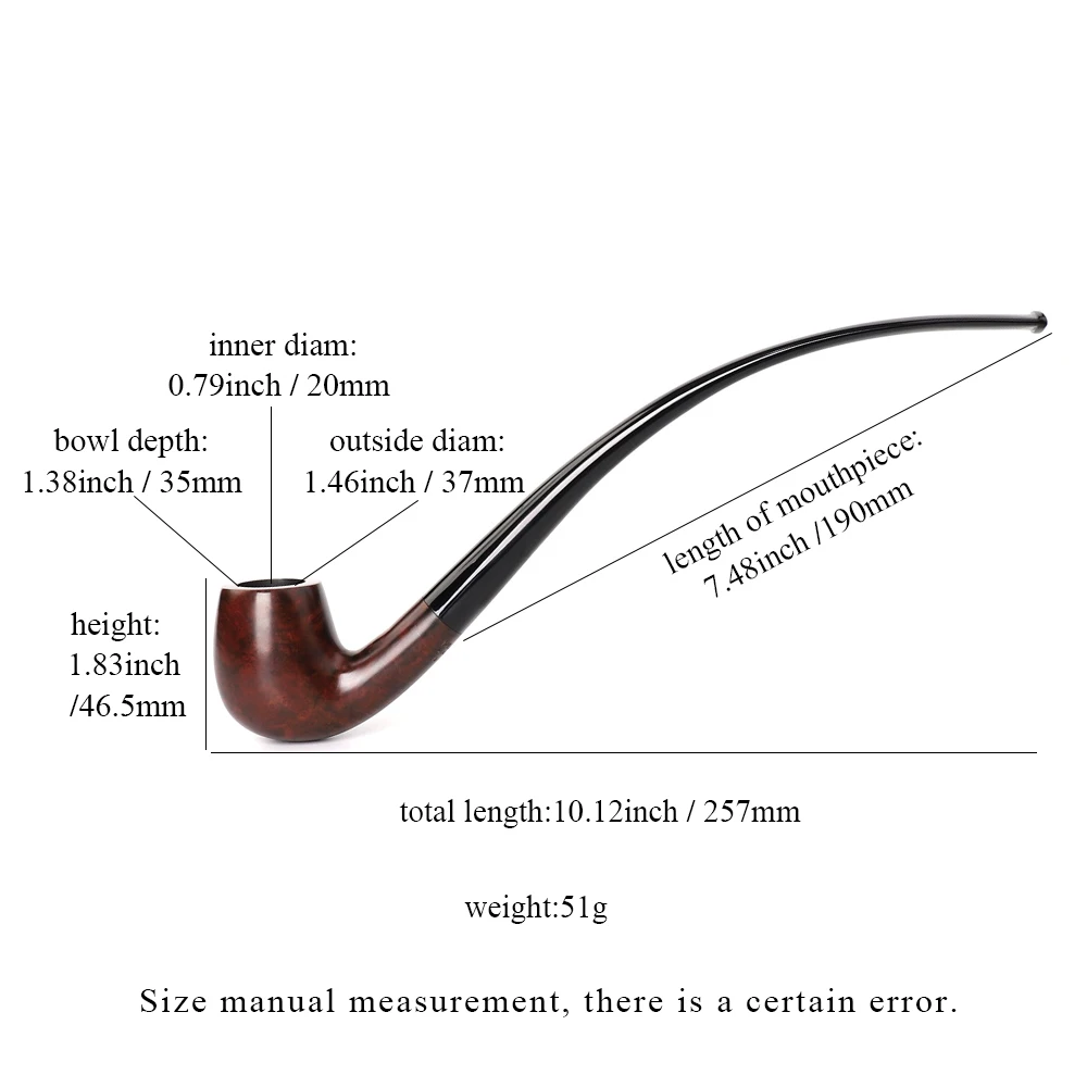 Langer Stiel Bruyère Churchwarden Gandalf Tabakpfeife – 9mm Filter, Gebogen, Schwarz