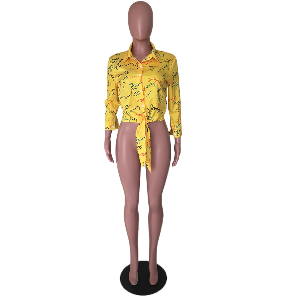 Женская модная блузка A1139 с длинным рукавом и принтом