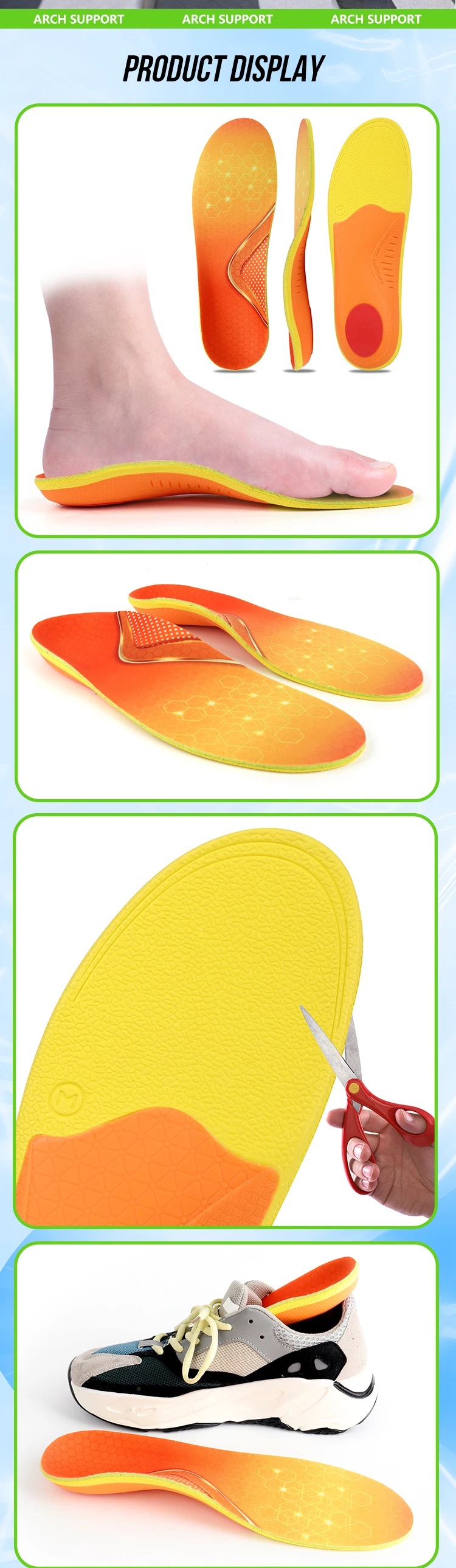 product joghn better shock absorption eva orthopedic insoles leg corrective insole arch support orthotic insole-46