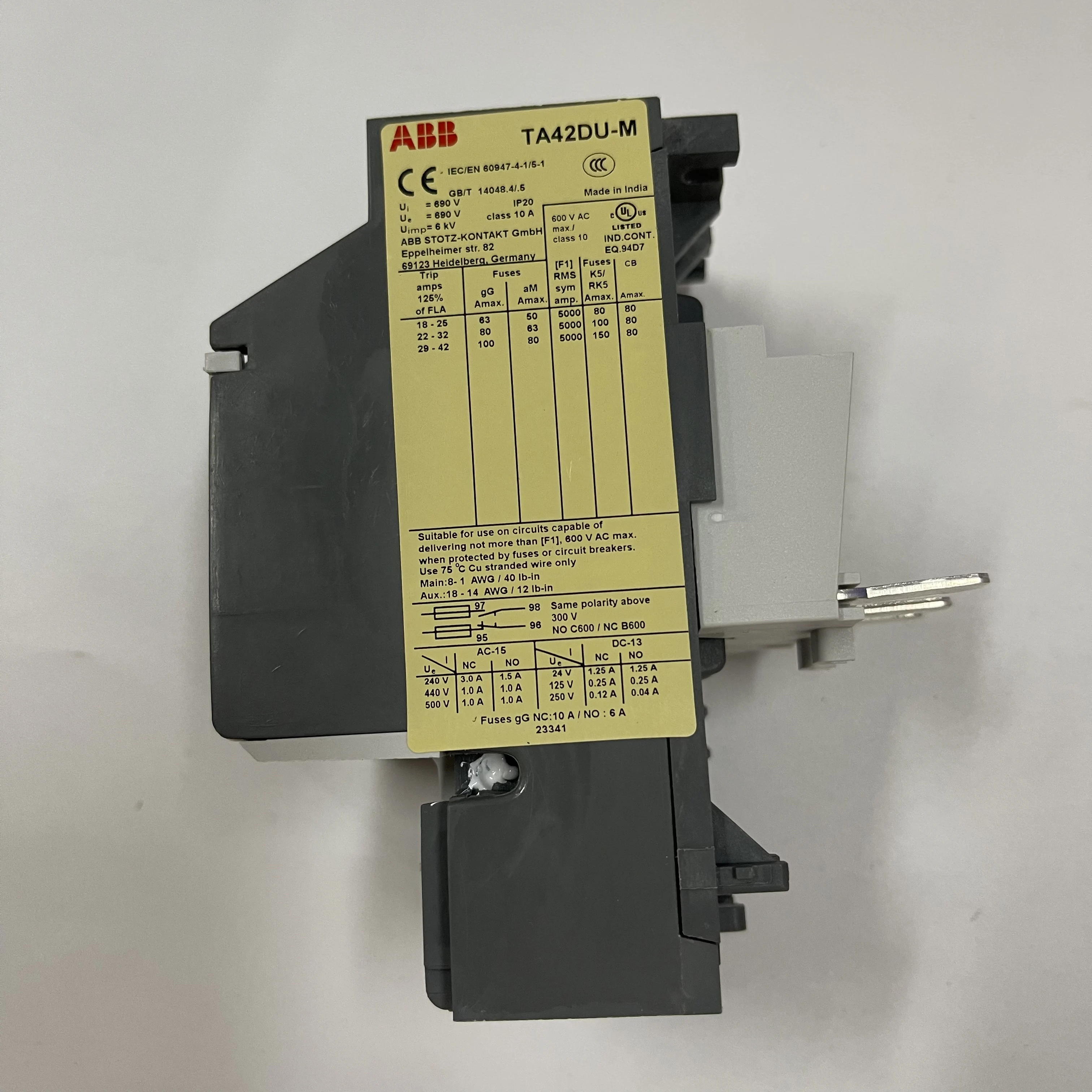 ABB Thermal Overload Relay TA42DU-M