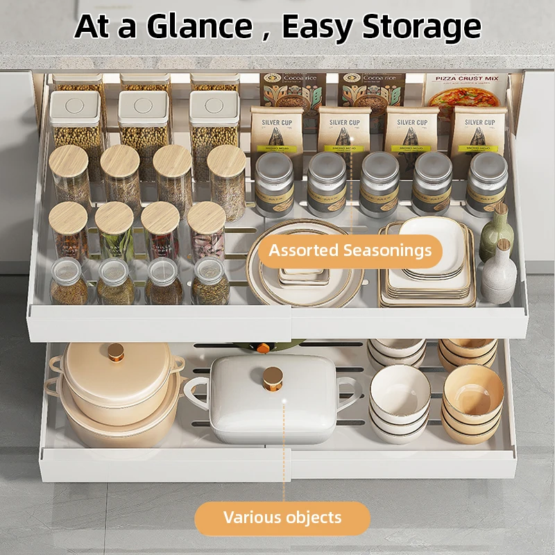 New Design Under Sink Pantry Shelf Extendable Sliding Kitchen Storage Basket Sliding Pull Out Cabinet