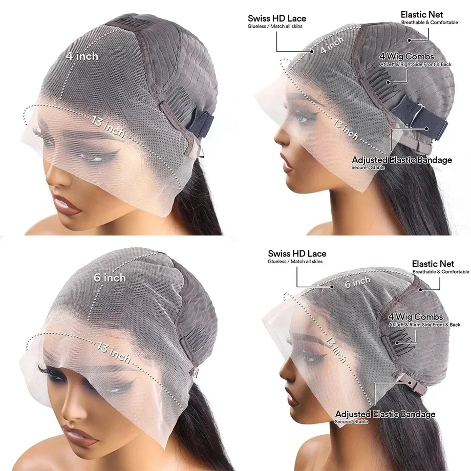 Parrucca frontale in pizzo 13x6 con onde d'acqua, con messa in evidenza frontale colorata, capelli umani, parrucche economiche brasiliane da 30 pollici, per donne_voghion.com