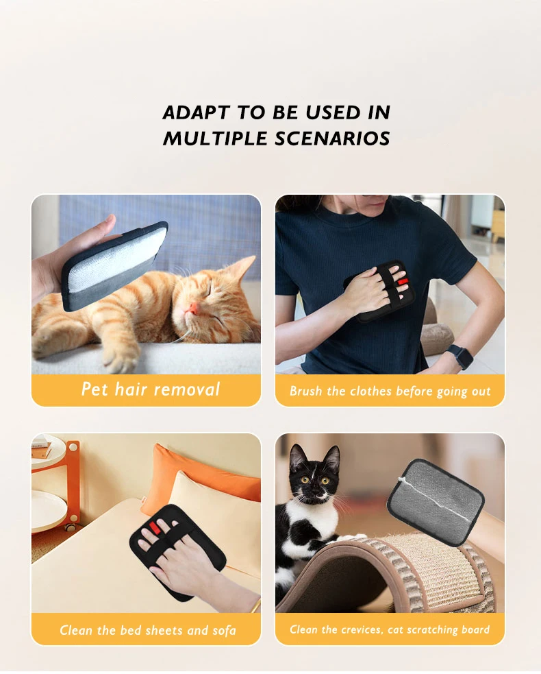 Pet Electrostatic Hair Removal Gloves Two-way Brush Sticky Hair Removal Tool for Cats and Dogs Pet Gloves Cat Hair Cleaning supplier