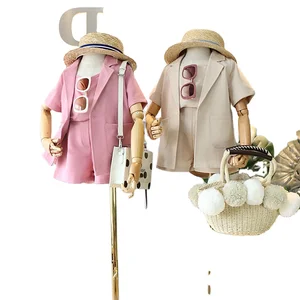 New Summer Clothing Foreign Trade Children Korean Suit Sling Three-piece Set