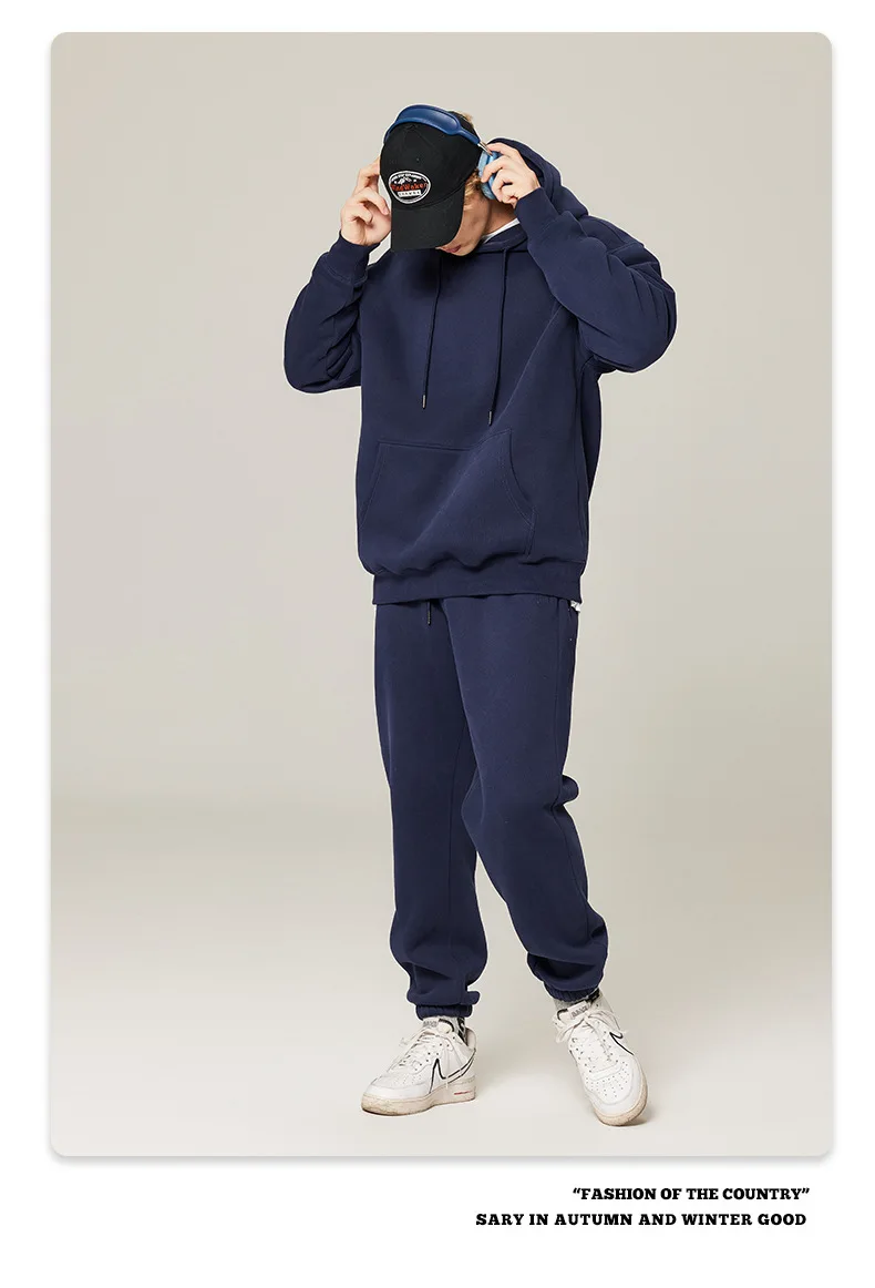 Wholesale Cotton Sweatpants and Hoodie Set for Men With Drawstring