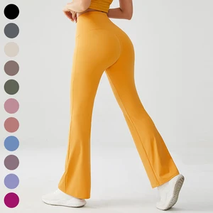 Women Flap Waist Compression Tummy Control Stretch Yoga Flare Pants