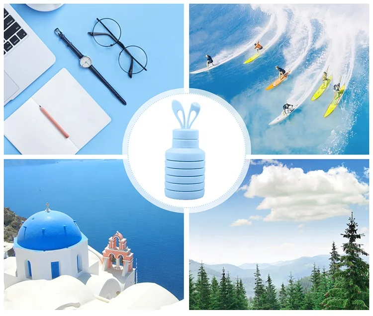 Милые многоразовые складные силиконовые складные бутылки для питьевой воды для девочек