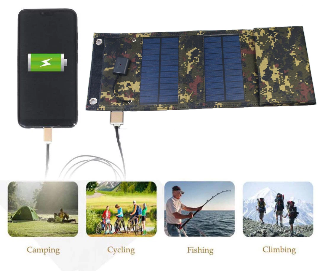 Zyouc SPF081 US Stock 60W 21% Efficient Portable Foldable Solar Panel with USB 5V Charger Mini Outdoor Black/Camouflage