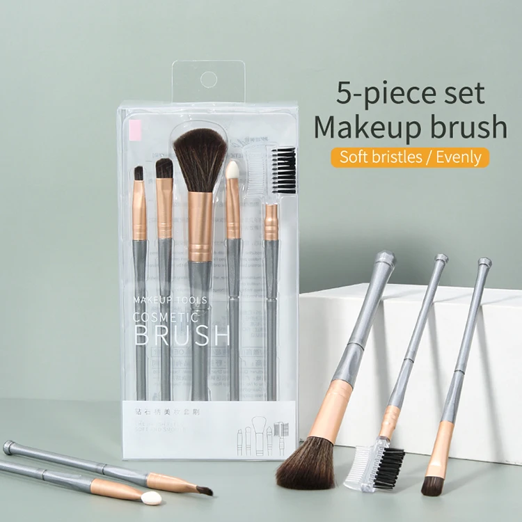 Lameila blush eye shadow eyebrow brush vegan 5pcs wholesale luxury private label makeup brushes set 