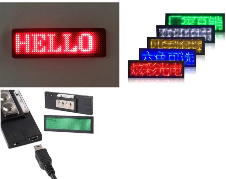 1144 Resolution Type USB Name Card Mini Display Colors for Choose Worldwide Language Running Message LED Name Badge