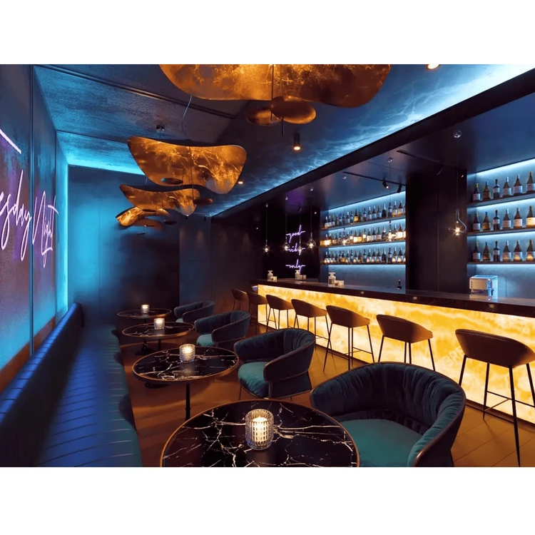 Luxury Design Sintered Stone Bar Table Top Translucent Stone LED Bar Counter Decoration for DJ Club