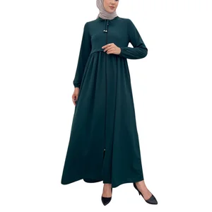 Women's New Vintage Round Neck Middle Eastern Muslim Robe Fashion Slim Fit Loose Dress