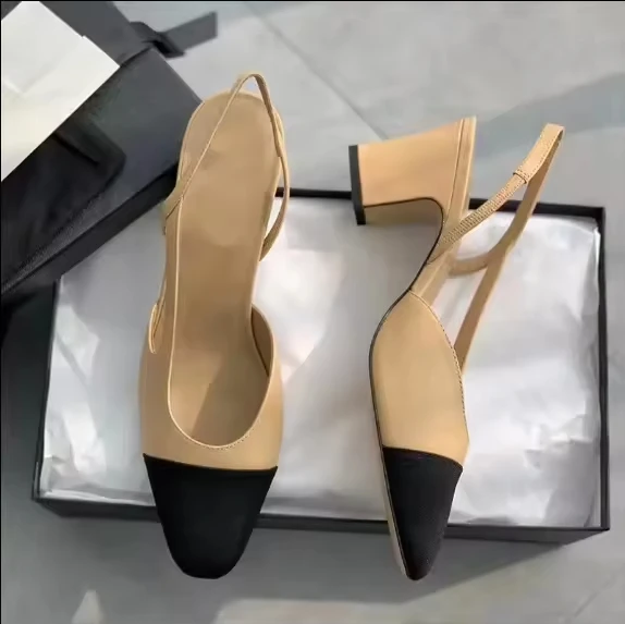 AML Custom Women Cap Toe Premium Leather Block Heel Pumps