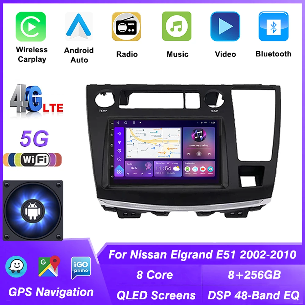 7" 2 Din Car Radio Android Auto Head Unit for for Nissan Elgrand E51 2002-2010 RHD GPS Navigation Multimedia Stereo Car Player