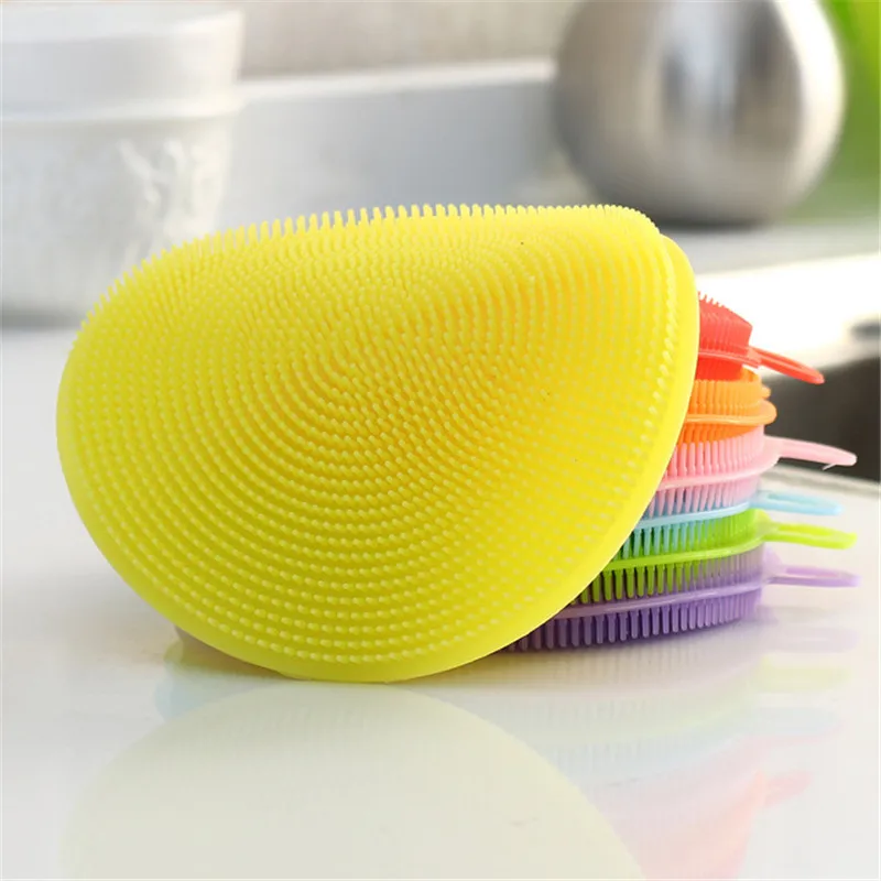 Hot Sale Silicone  Cleaning Brushes Dish Bowl Scouring Pad Pot Pan Easy to clean Wash Brushes Cleaning Brushes KitchenR0759