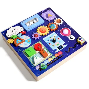 Toddler Wooden Autism Sensory Activity Board Montessori Education Travel Toy Space Weather Cognitive Busy Board Gifts for Baby