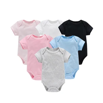 Michley Ready to ship Summer Solid Clothes Infant Boys Jumpsuits 100%Cotton Girls New Born Baby Clothes