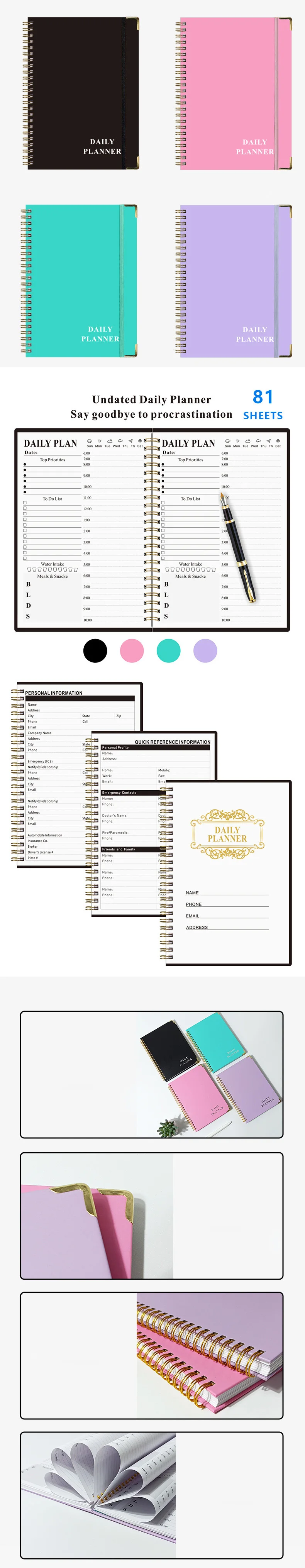 Customizable logo spiral notebook printing a5 diary notebook promotion gift custom leather cover journal coil notebook