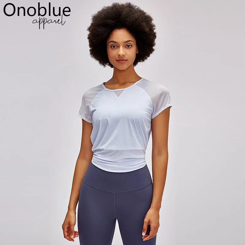 Personligt Resten Studiet Wholesale Women's Mesh Patchwork Workout Shirts Cute Tie Back Yoga Tops  Loose Fit Short Sleeve Fitness Sports Top Athletic Gym Clothes From  m.alibaba.com