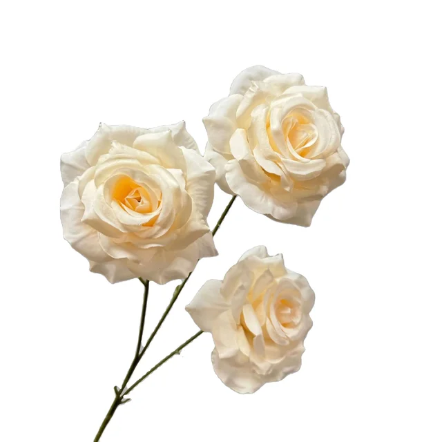 New Style Long Stem Roses Flower 3 Heads Rose Artificial Rose Decoration for Wedding