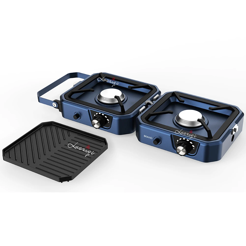 product high quality double camping folding gas stove with grill portable outdoor gas stove-19