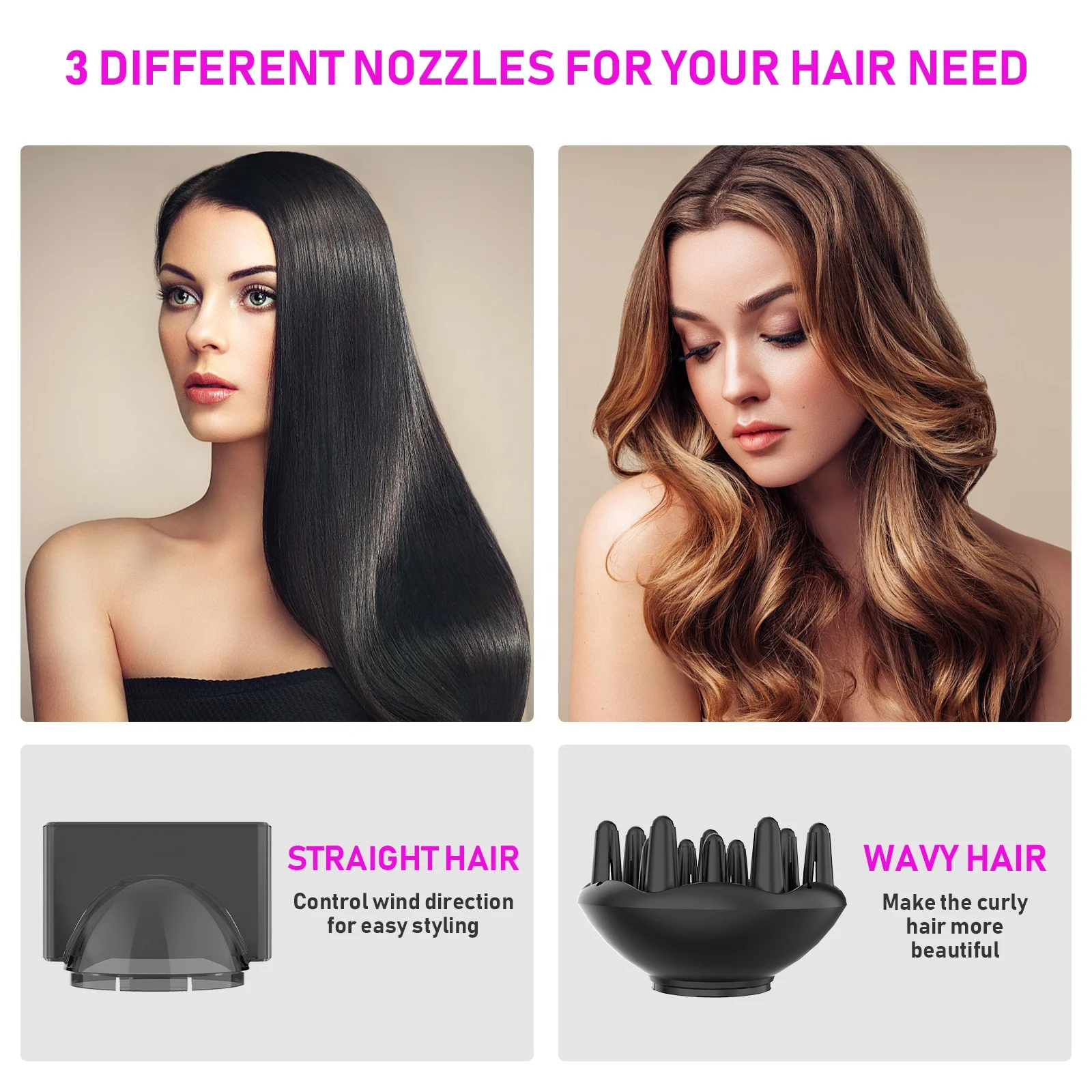 New Style Folding Hair Dryer Professional Strong Wind Super Ionic 1800W Negative Ion Blow Dryer