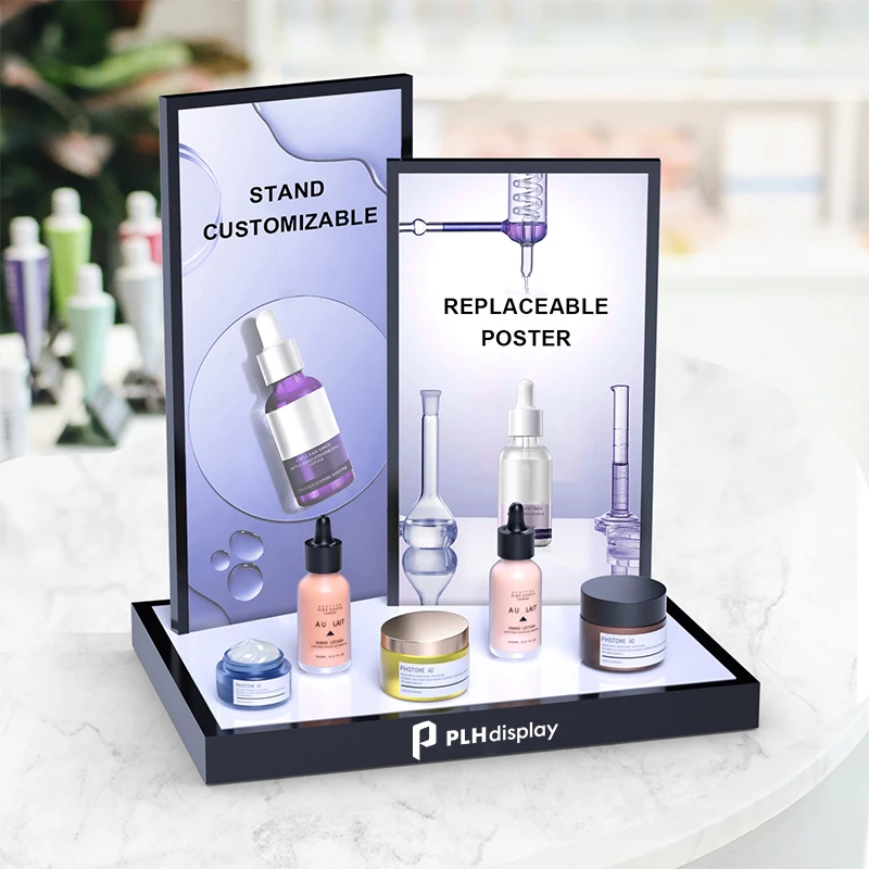 Custom High-end Detachable Acrylic Cosmetics Display Stand for Supermarket Counters Skincare Display Racks