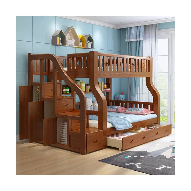 Hot Sale Multifunction Furniture Big Size Beds Wood Bunk Bed With Storage