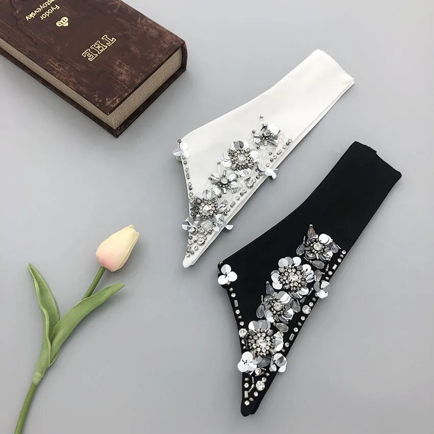 LHY Handmade Col Detachable Fake Collar Elegant Beaded Applique Accessory for Women's Sweaters Shirts Shirt