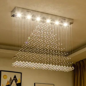 Stainless Steel Hanging Wire Crystal Chandelier Modern Simple Living Room House Hold Chandeliers Pendant Light