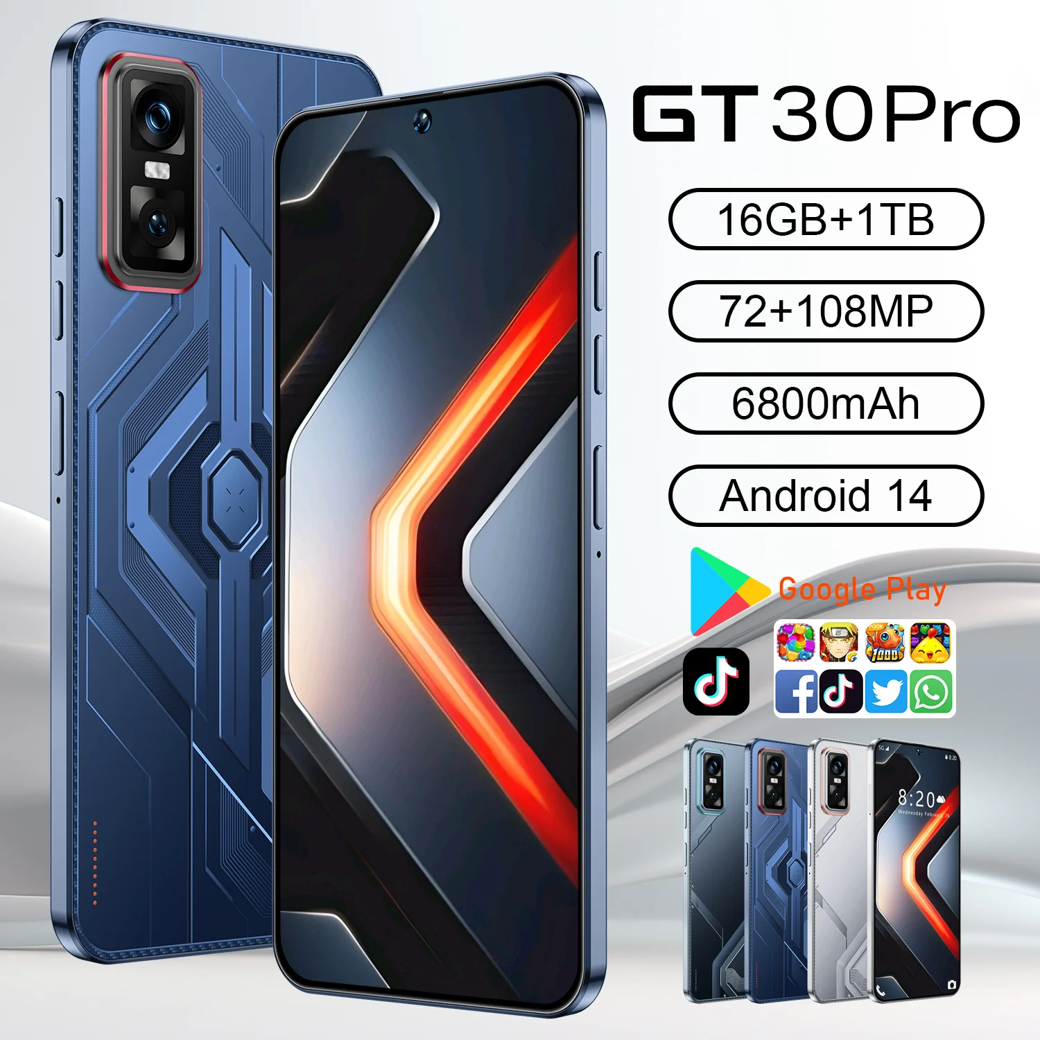 Gerçek GT30 PRO 5G Android Büyük Hafızalı Yeni Oyun Telefonu Çift