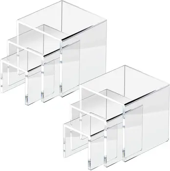 2 Sets Acrylic Display Risers for Funko POP Figures Jewelry Display Clear Display Stands