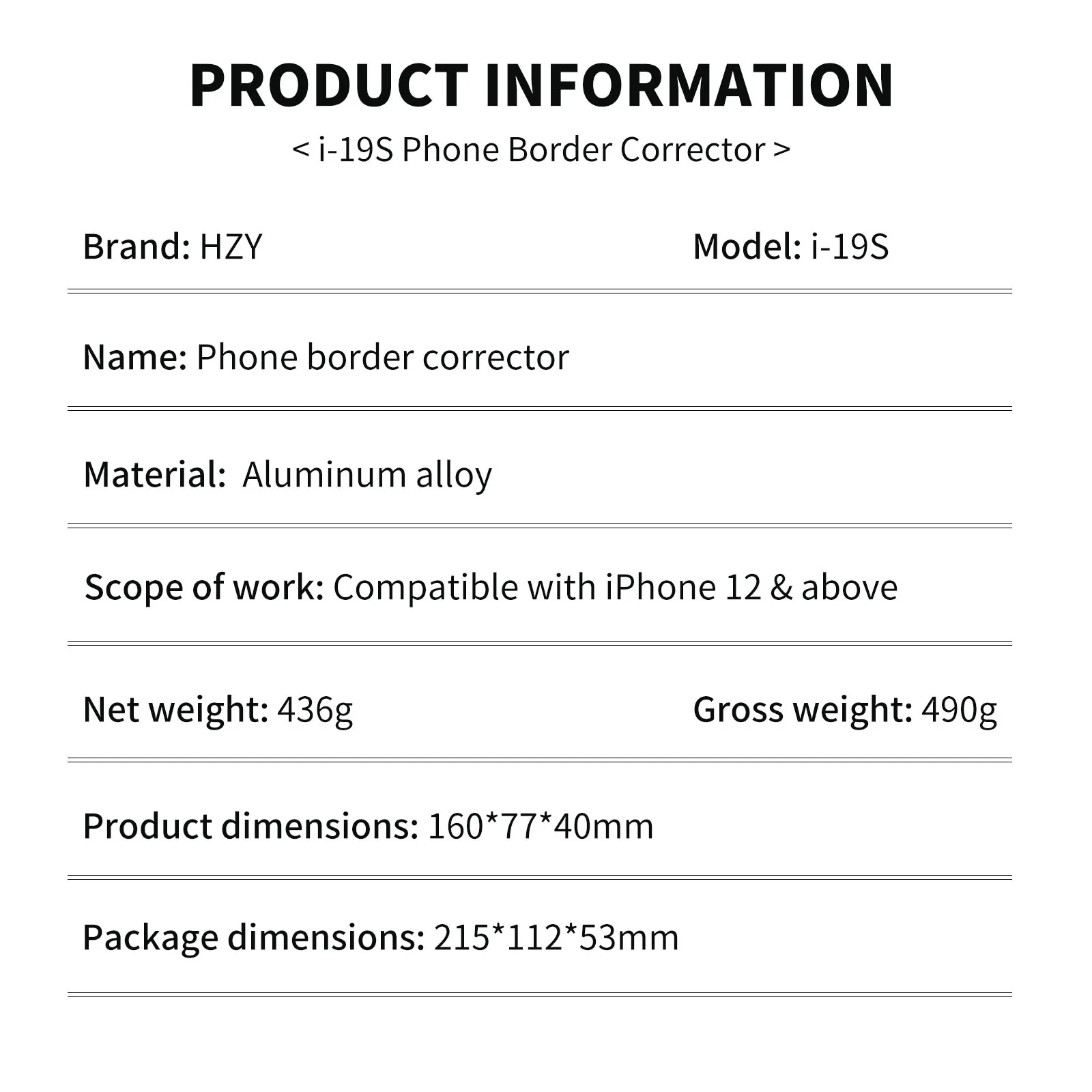 HZY I-19S 2-in-1 Border Corrector Round Corner Straight Edge Dent Repair Tool for iPhone 12-17 Pro Max Mid Frame Repair