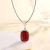 Red corundum pendant with bare chain