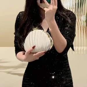 2026 New Designer Women's Evening Clutch Bag Elegant Satin Silk Wedding Party Purse Fashion Luxury Bride Purse Handbag