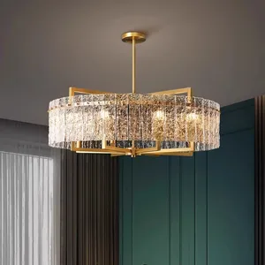 All-Copper American Living Room Chandelier Crystal Glass Luxury Modern Designer Bedroom Lamp for Restaurant Home Atmosphere
