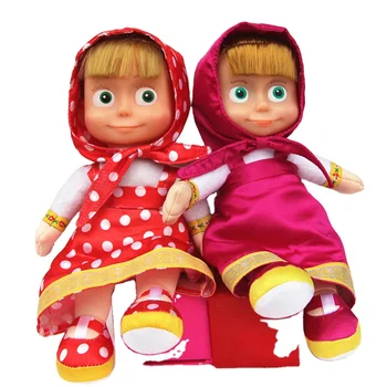 Winter Masha Girls Russian Bear Plush Toys Russian Hot Selling Toy Big Eyes Doll with Masha Masa and Bear Kid's Birthday Gift