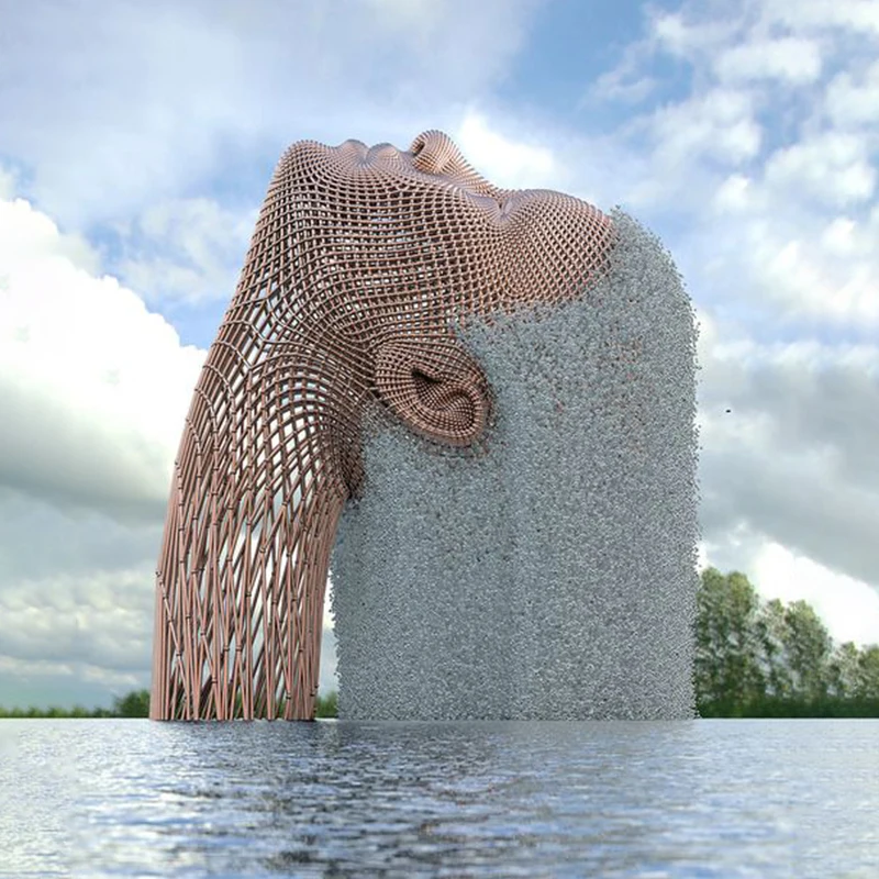 Outdoor Decor Large Abstract Woman Braided Stainless Steel Garden Sculpture Fountain for Sale