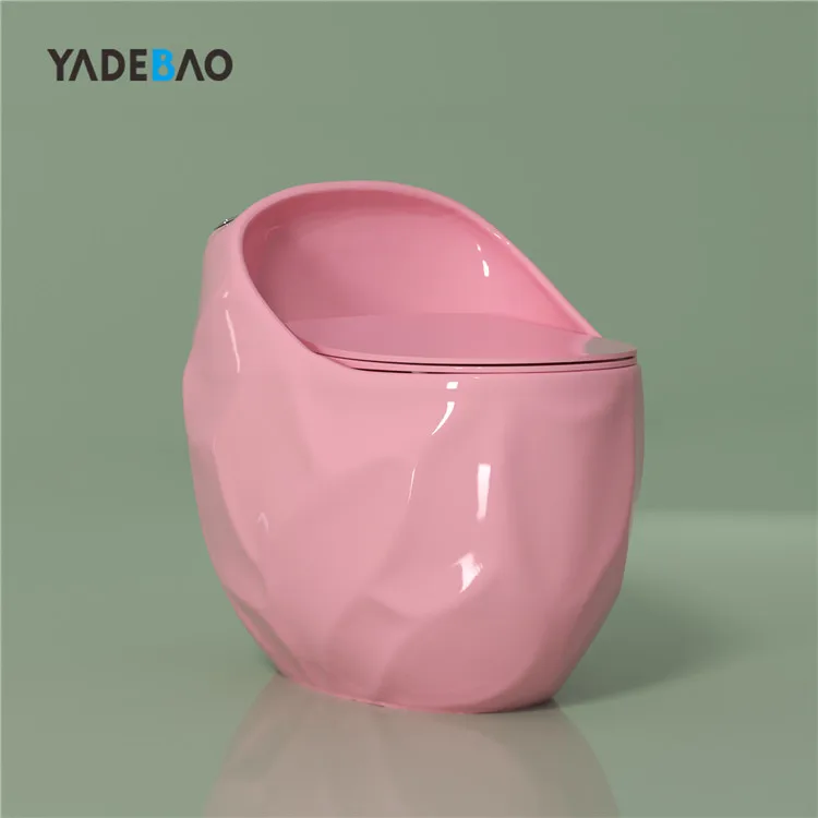 Hotel Bathroom Inodoro Sanitary Ware Wc Round Egg Shape Commode Toilet Bowl One Piece Ceramic Pink Color Toilet