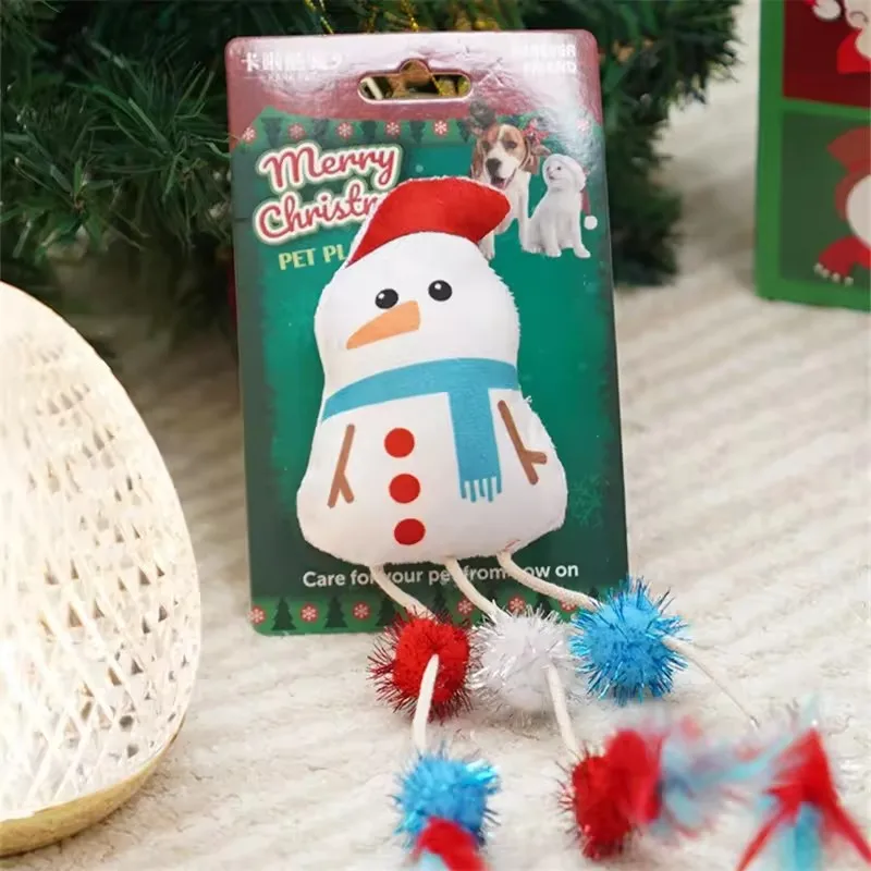 Christmas Pet Cat Toys Catnip Feather Plush Toy for Kitten Cat Chew Toy Interactive Pet Products Cat Accessories