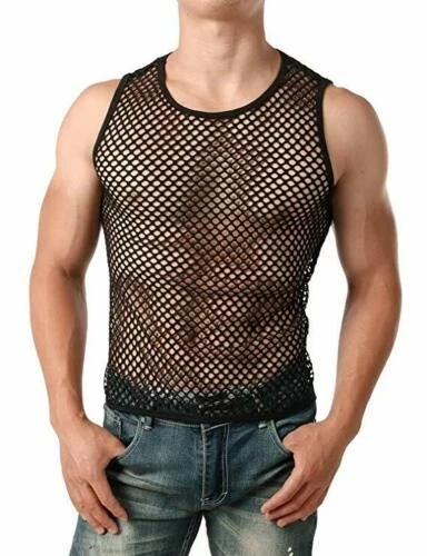 Cheap Price Hot Men’s See Through Mesh Sleeveless T-Shirt Underwear Sheer Wear Transparent Undershirt
