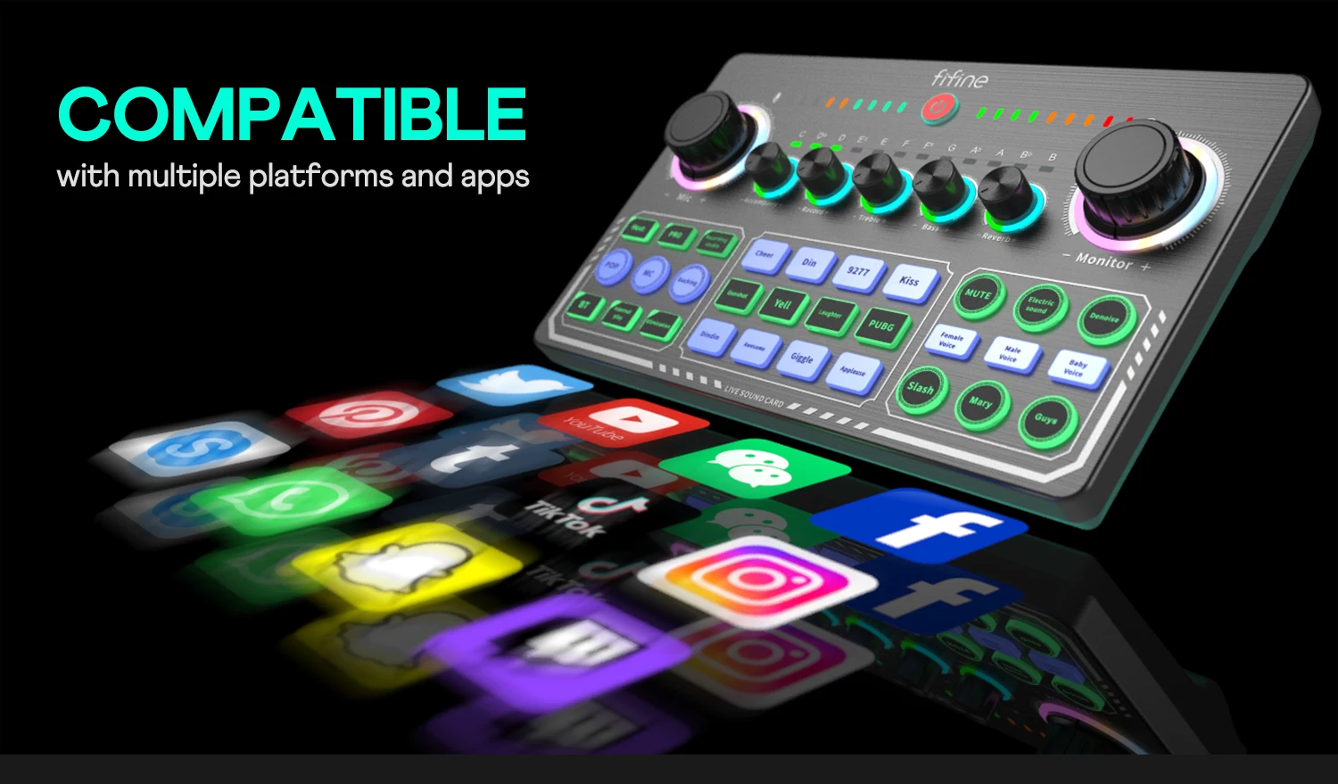 Fifine Podcast Equipment Recording Studio Sound Cards Live Stream