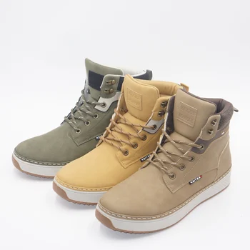 2024 New men's high-top board shoes retro leather splicing comfortable wear-resistant casual lace-up canvas shoes men shoes