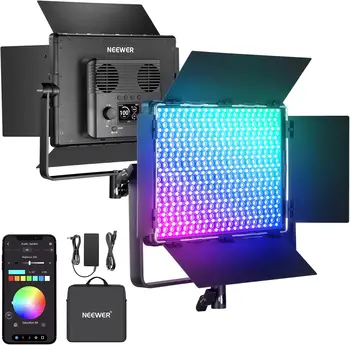 NEEWER PL60C RGB Panel LED Luz De Video App/2.4G/Control DMX, RGBCW Iluminacin Estudio Fotografco Pro/V Batera Alimentado
