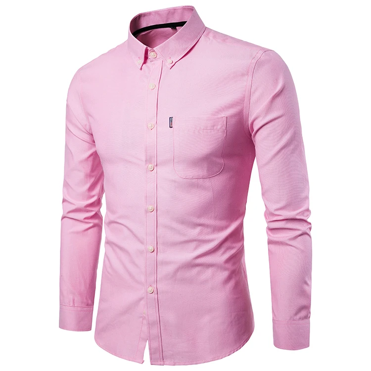 Men's Slim Shirt Long Sleeve Oxford Large Size Casual Summer Camisa For ...