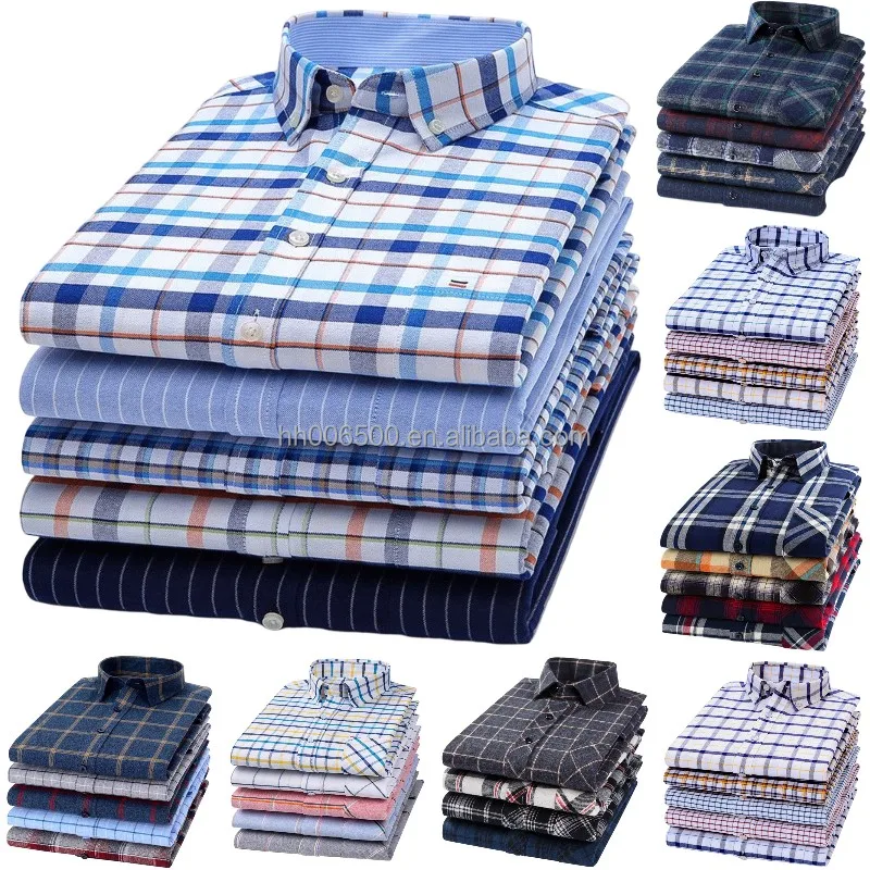 Custom New Logo Men's Plaid Flannel Business Shirt 100% Cotton Plus ...