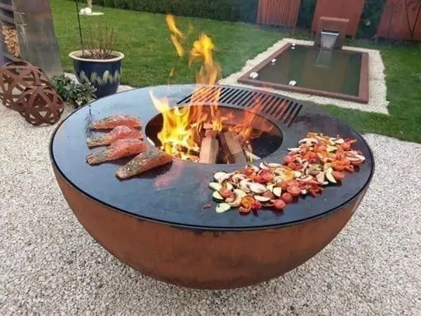 ontsnappen reservering Slechthorend Outdoor Weathered Corten Metal Fire Pit With Grill BBQ