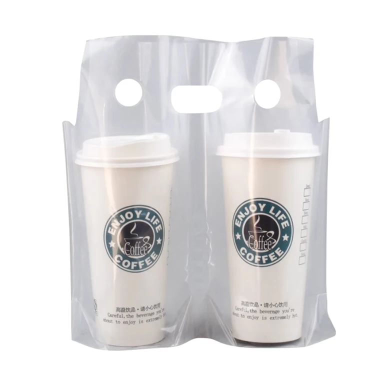 Plastic Bag for Cups Holder Drinks Carrying Bag Coffee Carry Take Away Boba  Tea Coffee PE Plastic Bag for Drink