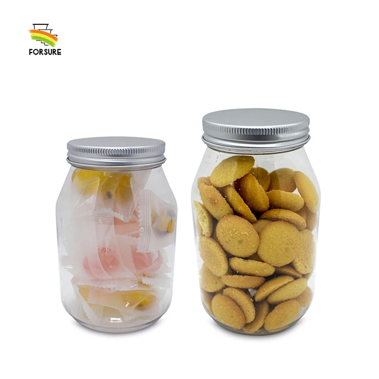 400 ml 530 ml Factory Price Plastic PET Jar With Aluminum Lid and Top Seal Food Grade Transparent Plastic Jar