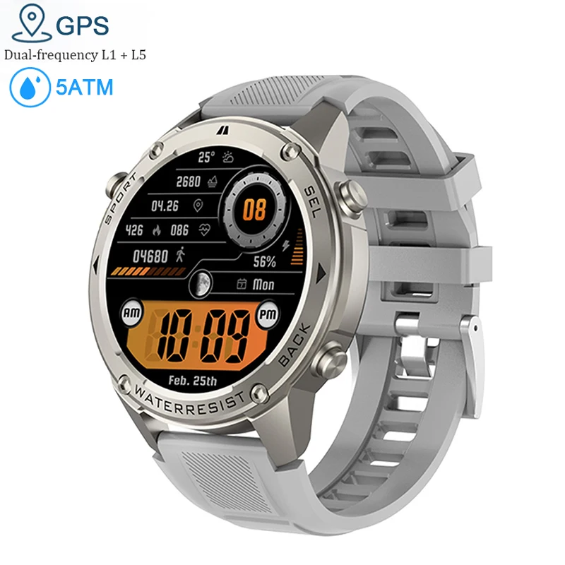 GPS Navigation Amoled Screen 5ATM Waterproof Sport Smartwatch DM56 Smart Watch 2024 2025 With Altimeter Barometer Compass